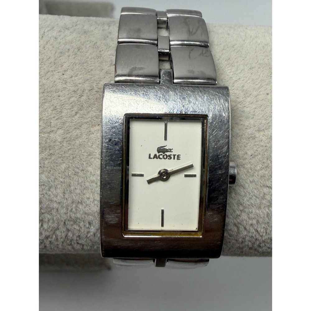 Lacoste 6210L New Battery Ladies Watch 21MM 6" Stainless Steel Silver Tone